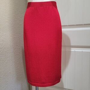 St. John Collection by Marie Gray Sz 14 Pull-On Knit Straight Skirt Red Elastic
